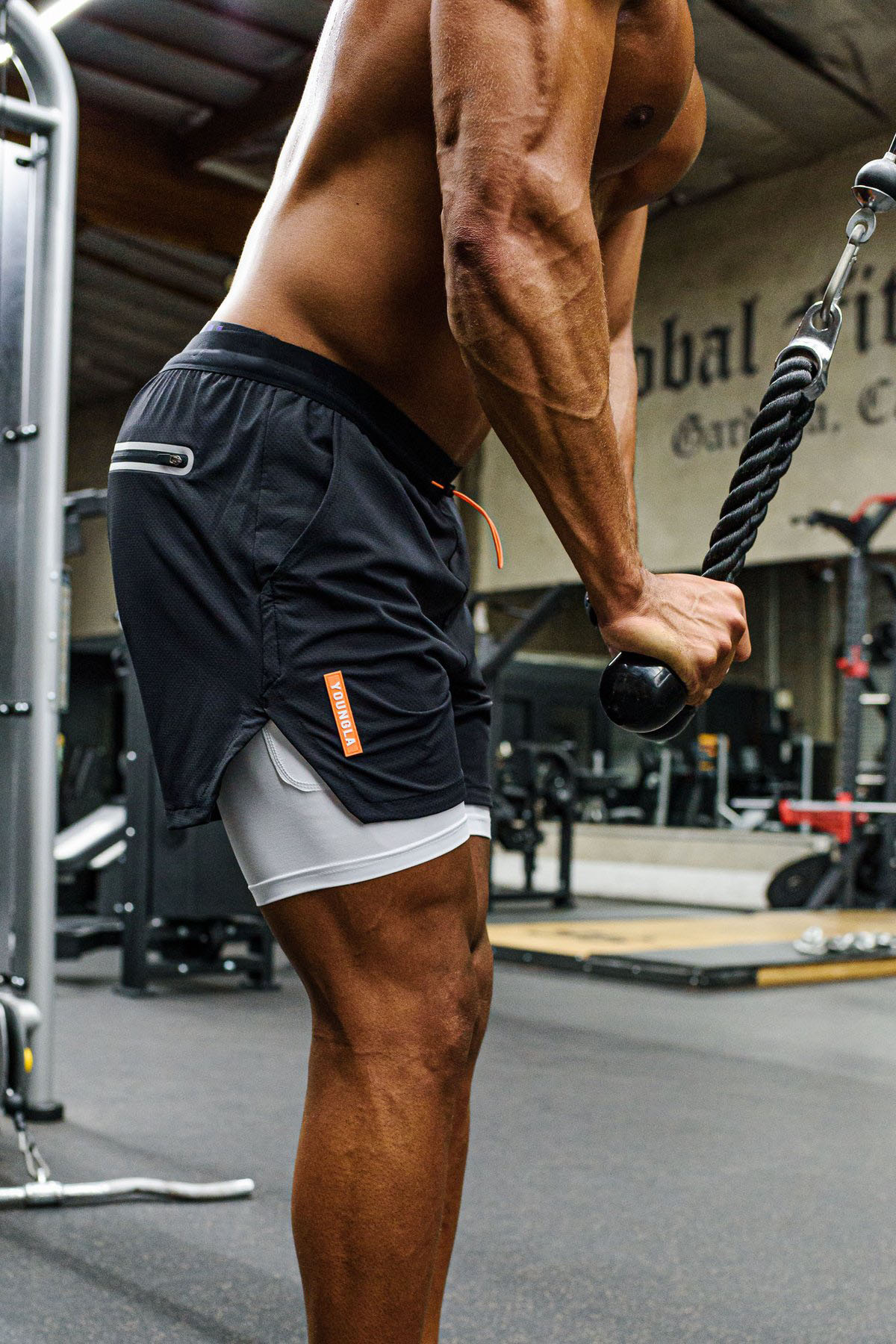 Sommer-Laufshorts für Herren, 2-in-1-Doppeldeck, schnelltrocknend, Bodybuilding, Fitness, Joggen, Workout, Training, Sport, kurze Hose für Männer